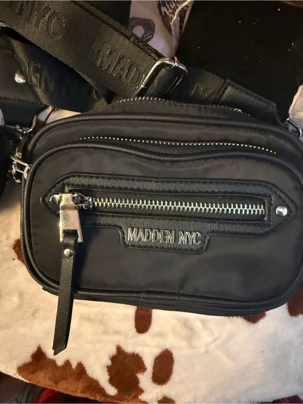 Madden NYC Black Nylon Crossbody with Detachable Coin Pouch - Picture 2 of 3